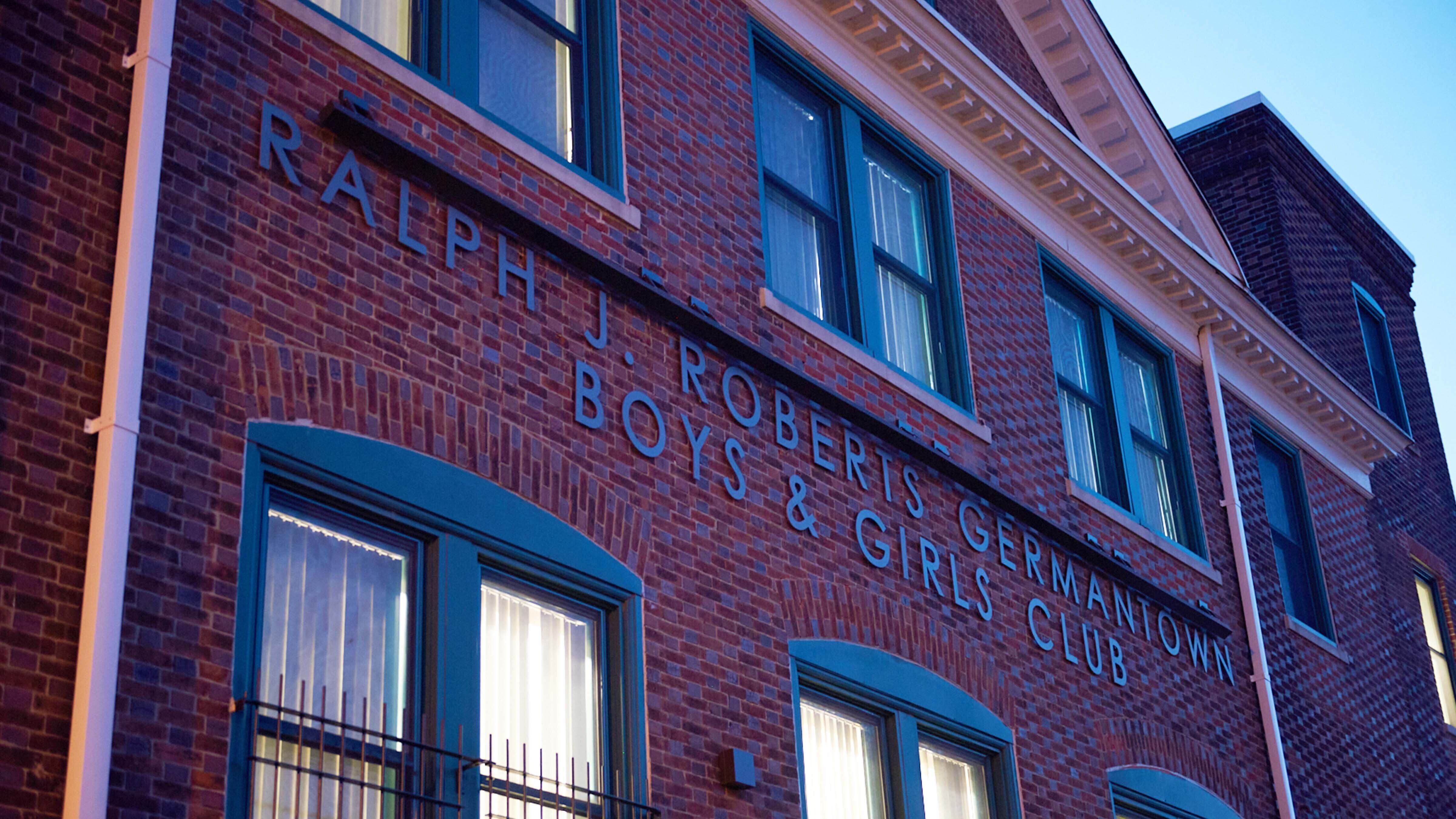 A close-up of the Ralph J. Roberts Germantown Boys & Girls Club. 