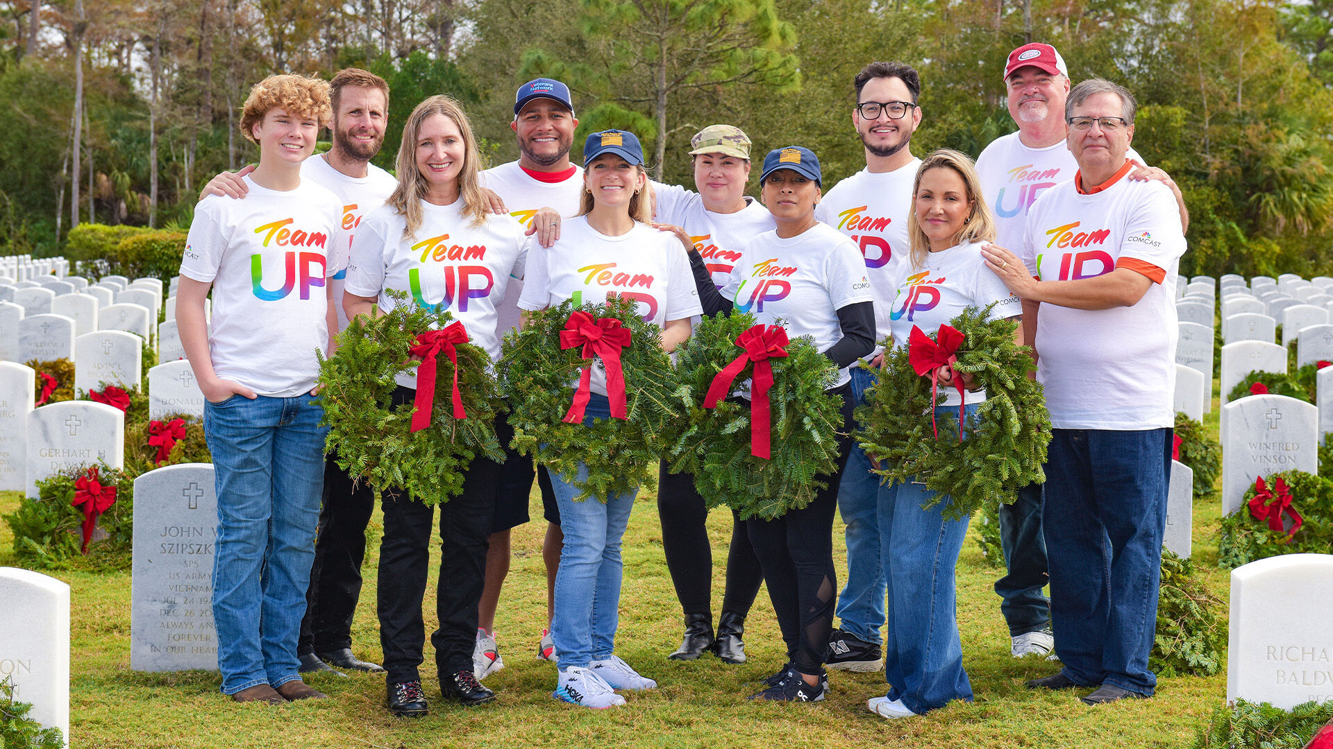 Comcast VetNet members gather at South Florida National Cemetery for Wreaths Across America 